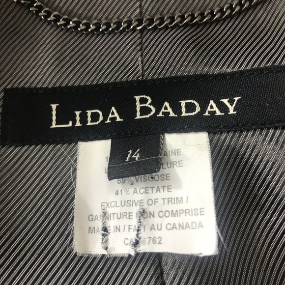 Lida Baday Designer Blazer Luxury Jacket 14 Stripe Gray Dark Academia University - Picture 8 of 8